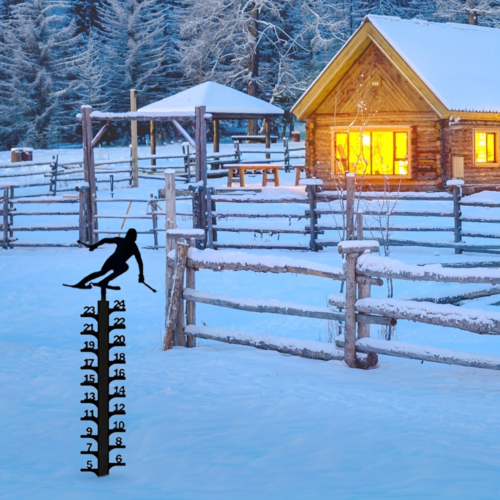Snow Gauge Metal Snowfall Measuring Rod Winter Skiing Ruler Christmas Gift