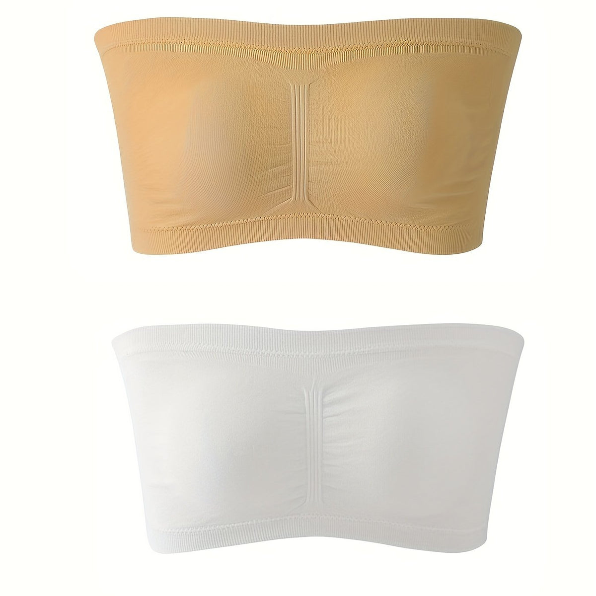 2pcs Ruched Strapless Bandeau Bras Stretchy Intimates Bra Women's Lingerie