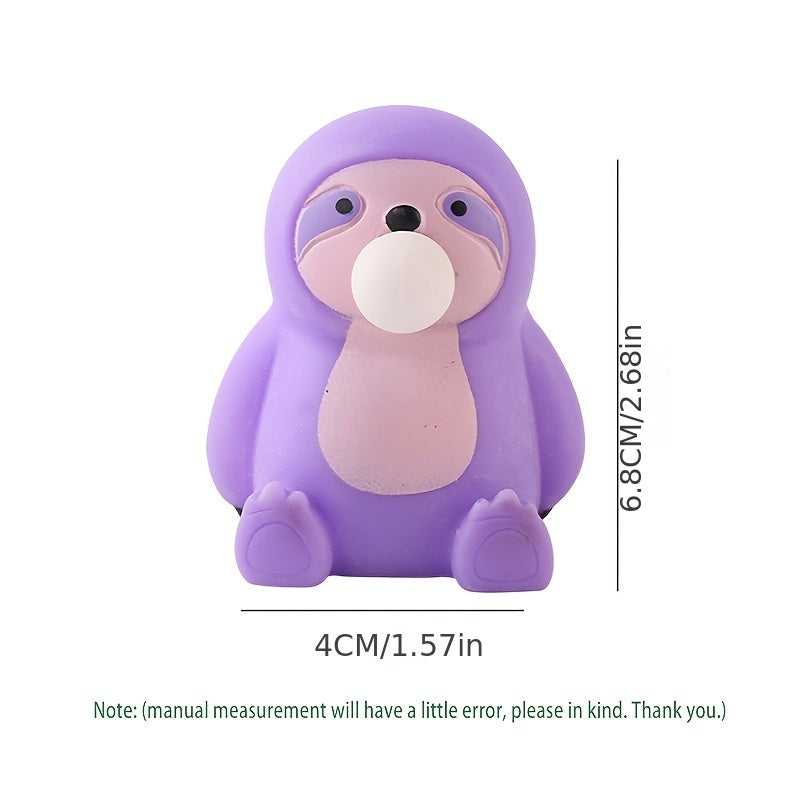 Sloth Stress Relief Toy with Soft Rubber Compression and Bubble Action