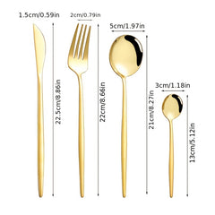 24 Pcs Stainless Steel Portuguese Tableware Set