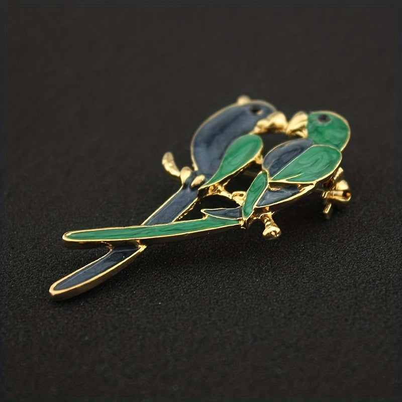 Men's Parrot Painting Oil Brooch Gift For Boyfriend