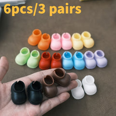6 Pairs Mini Doll Shoes Anti Slip 3D Style Take Home Shoes Perfect Gift