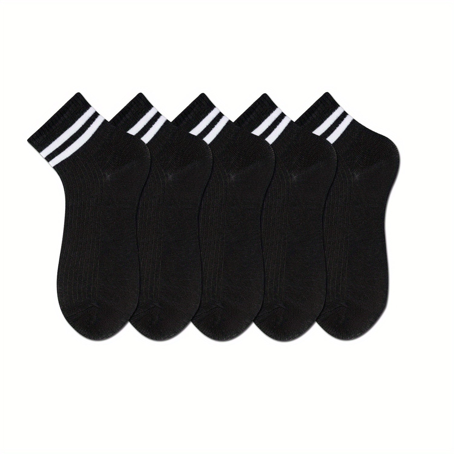 5 Pairs Stripe Print Socks Comfy & Breathable Short Socks Women's Stockings