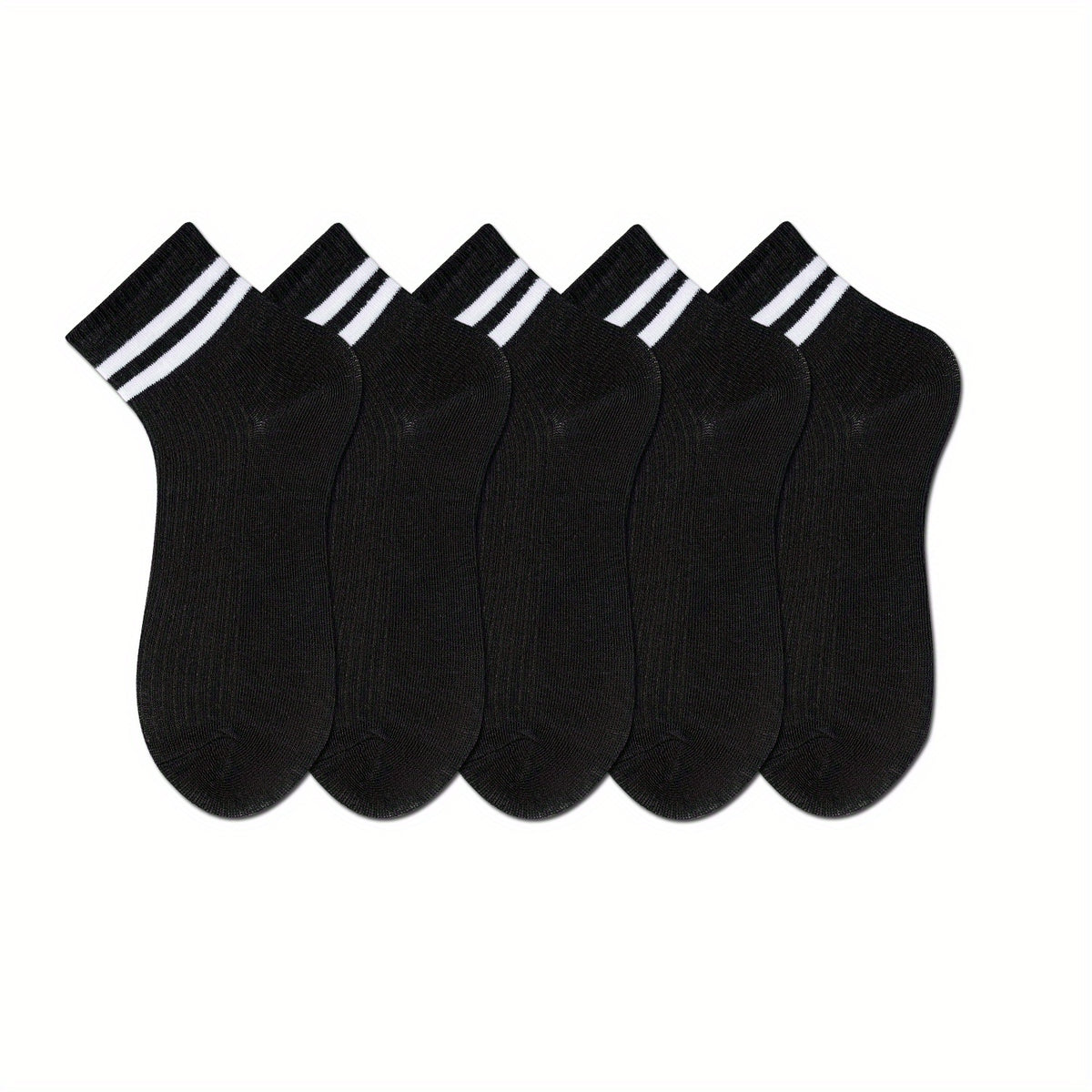 5 Pairs Stripe Print Socks Comfy & Breathable Short Socks Women's Stockings