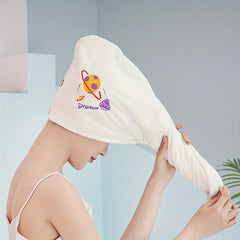 Embroidered Hair Towel Soft Hair Drying Cap Highly Absorbent Hair Wrap Towel