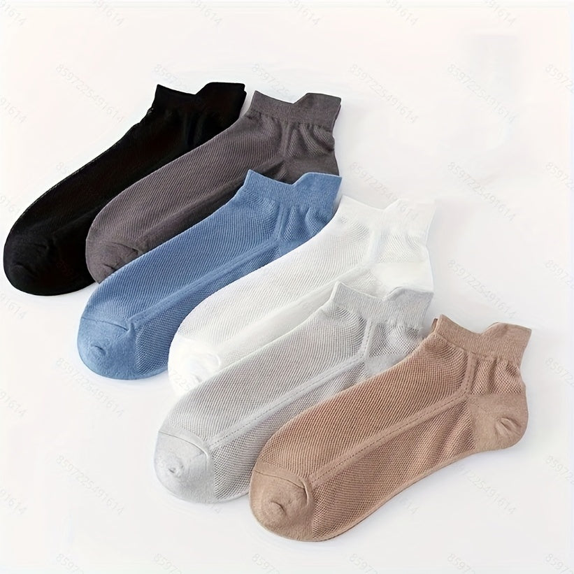 5pairs Boys Kids Casual Thin Mesh Low Ankle Socks For Spring Summer