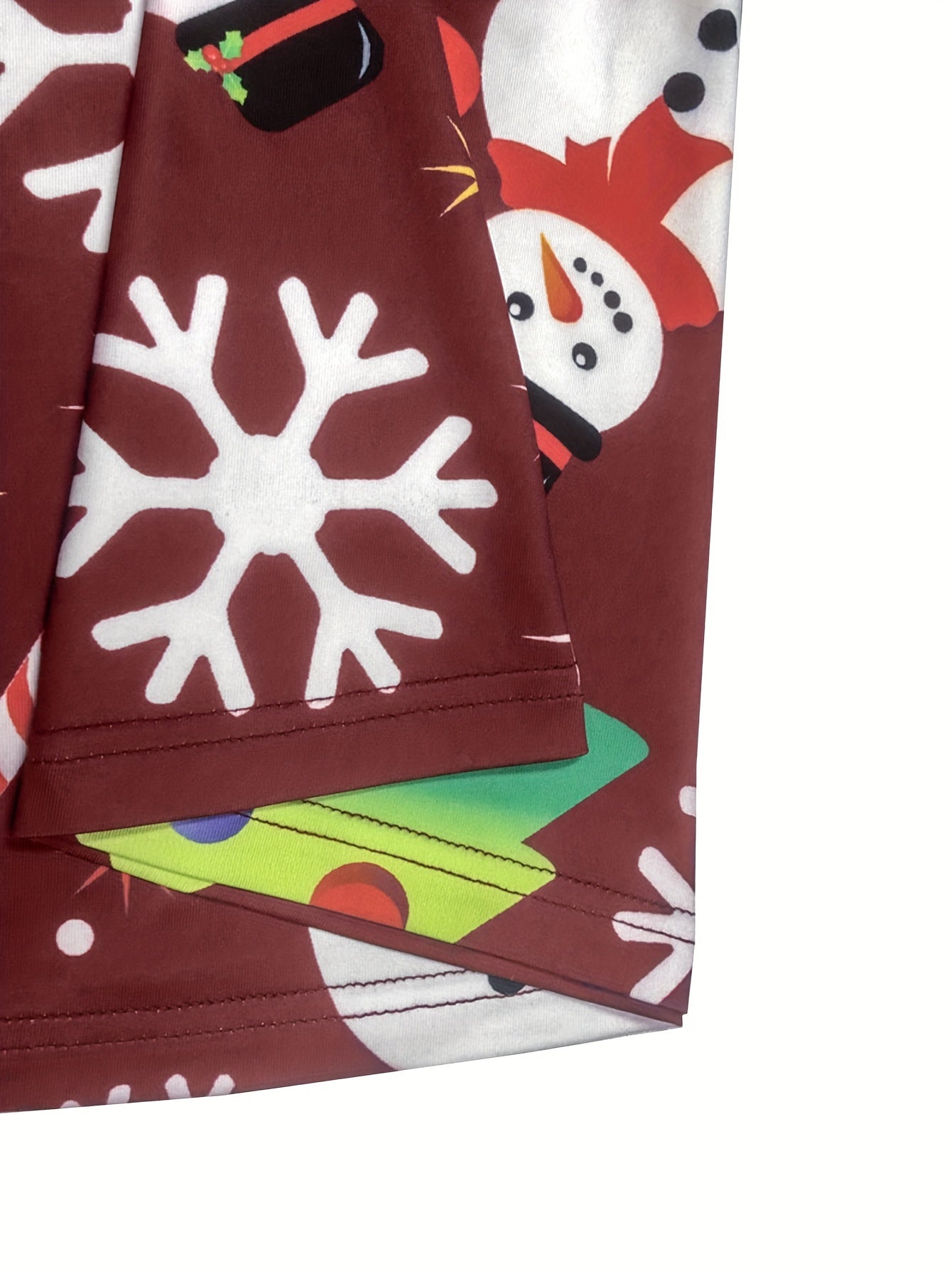  Christmas Dress Women's Plus Santa Claus & Snowman Print Dress