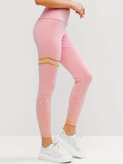 Golden Striped Print Yoga Leggings Slimming High Stretch Fitness Gym Pants