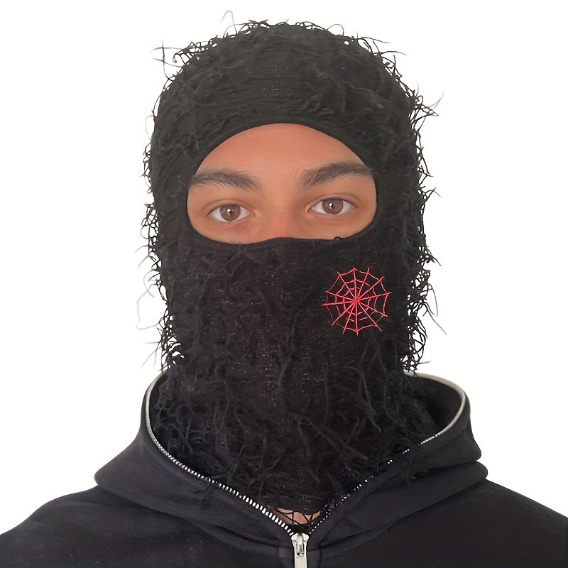 Acrylic Balaclava Spider Web Embroidery Ski Mask Camouflage Headdress