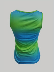 Gradient Print Ring Tank Top Sleeveless Crew Neck Summer Top