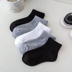 5 Boys Solid Cotton Socks