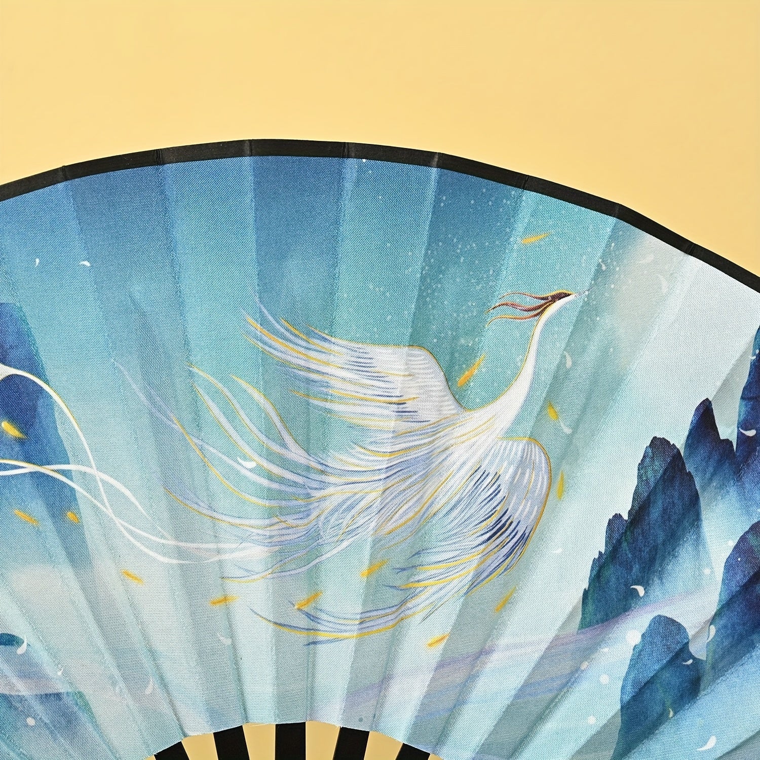 Chinoiserie Style Silk Fan Tassel Ink Painting Ancient Student Folding Fan