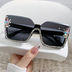 Rhinestone Rimless Gradient Sunglasses UV400