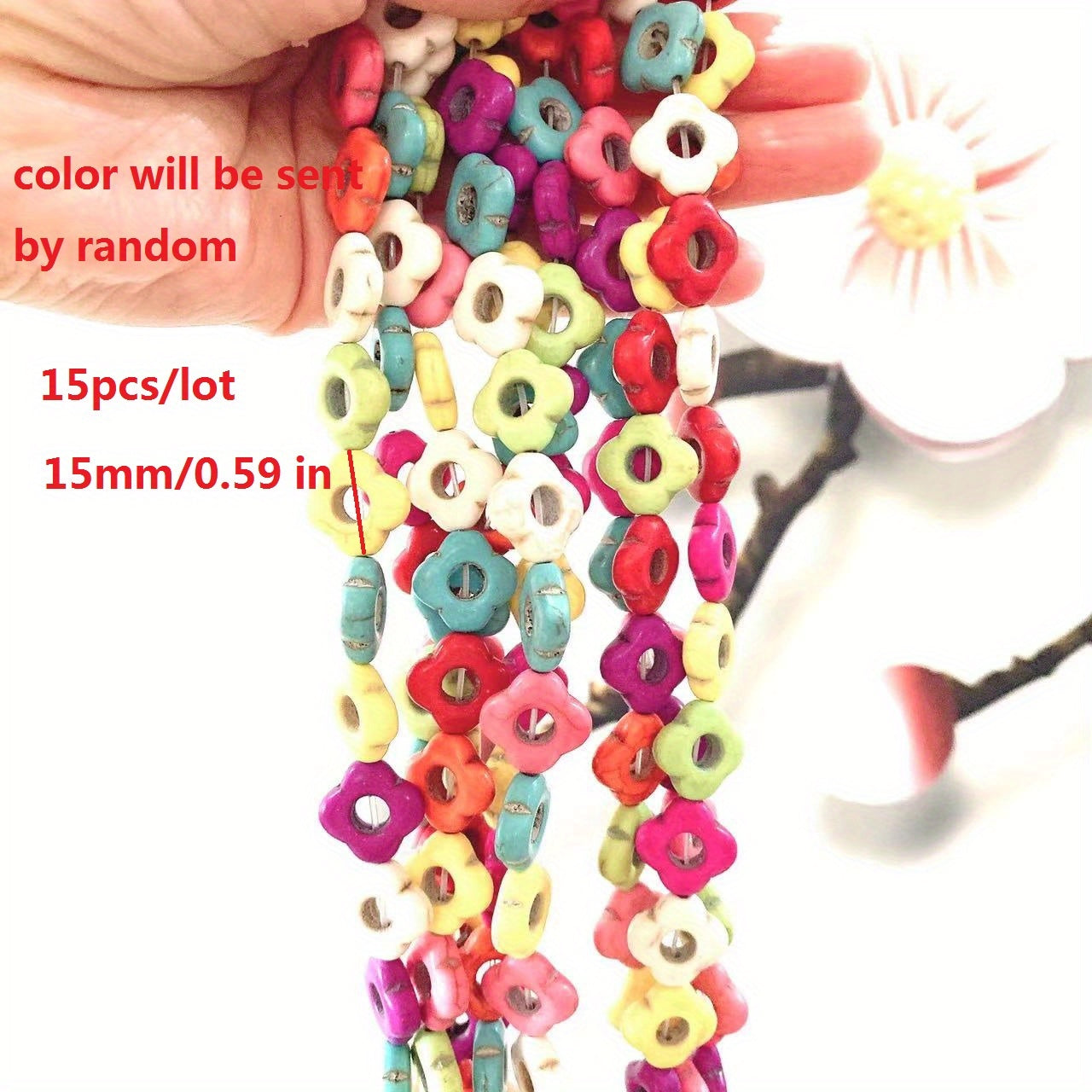 15pcs Turquoise Flower Stone Beads Necklace Bracelet DIY Jewelry Gift
