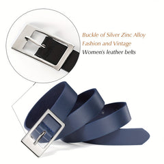 Classic Thin Belt Rectangular Buckle PU Leather Belt For Women