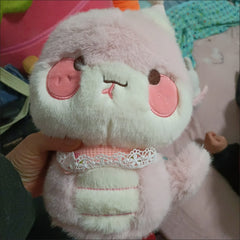 Pink Snake Plush Toy Soft Chubby Polyester Doll with Expressive Eyes