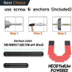 Magnetic Holder Wall Mounted Aluminum Kitchen Tools Organizer