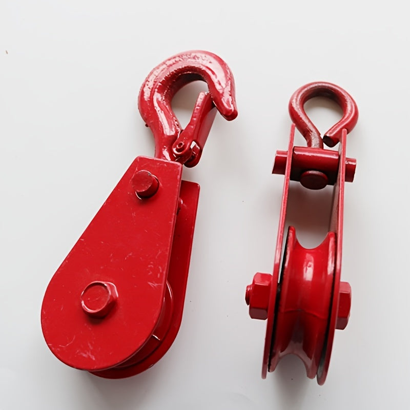 Single Wheel Pulley Block Red Hook Type Metal Lifting Crane Pulley