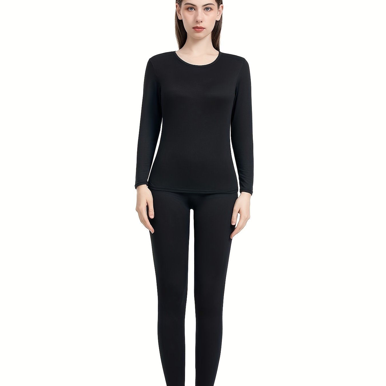 Women's Thermal Underwear Set Long Sleeve Crew Neck Tops & Pants