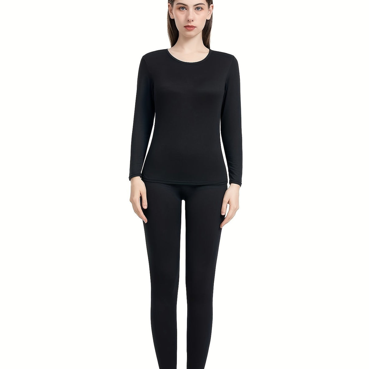 Women's Thermal Underwear Set Long Sleeve Crew Neck Tops & Pants