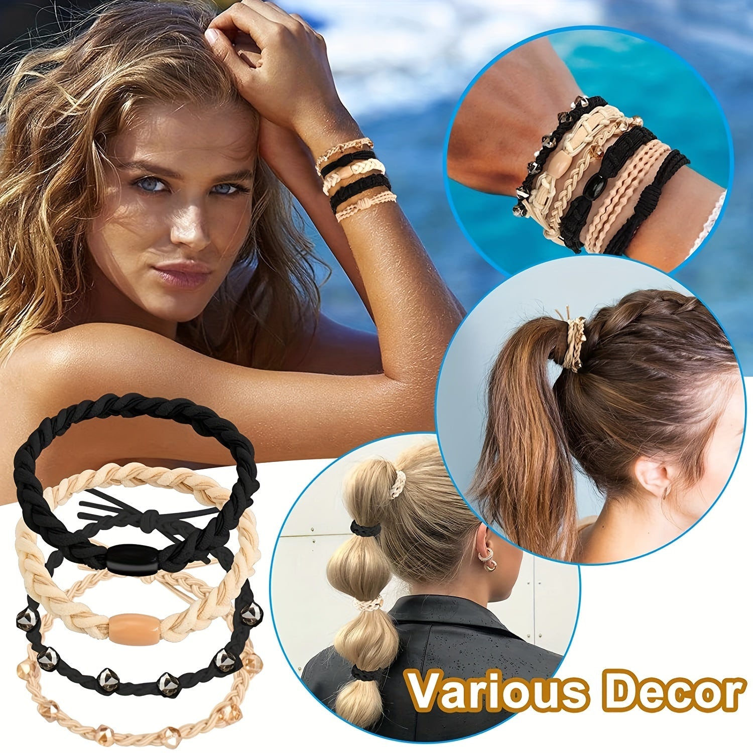 20 Pcs Boho Hair Ties Elastic Hair Bands for Women Girls
