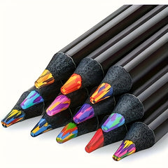 10 Pack Recycled Wood Coloring Pencils 7 Vibrant Colors Lightweight Art Supplies
