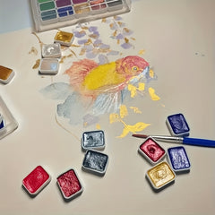 20 Colors Mini Watercolor Paint Set with Brush & Paper