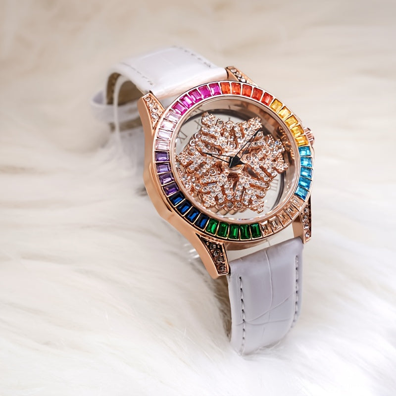 Alloy Rotating Snowflake Quartz Watch for Kids
