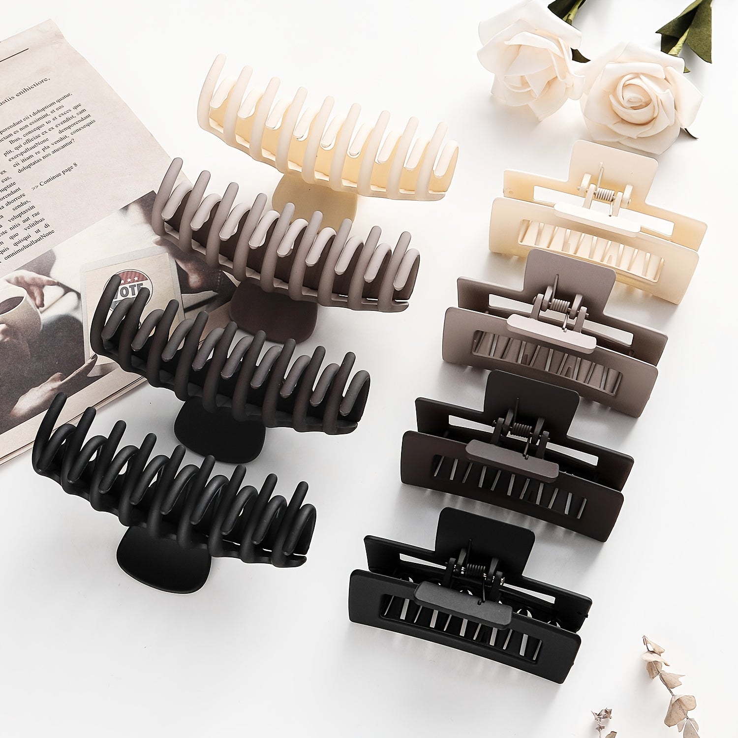 2PCS Hair Clips Set Non slip Hair Claw Clips Banana Rectangle Hair Clips