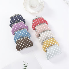 Polka Dot Kiss Lock Coin Purse Clutch Bag Convenient Earphone Coin Storage