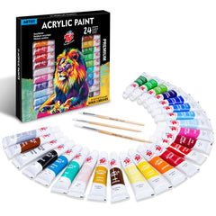 Acrylic Paint Set 24 Colors 12ml Each for DIY Crafts Professional