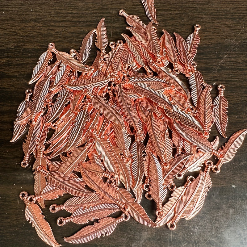 100pcs Feather Pendants DIY Jewelry Making Various Colors