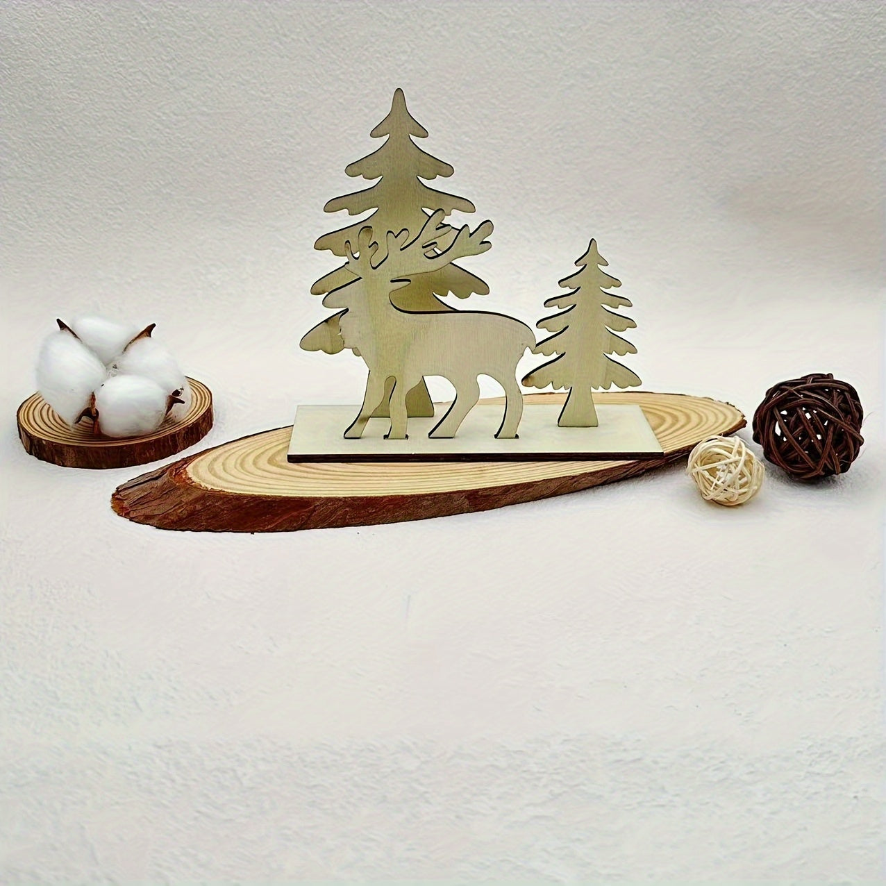 DIY Santa Deer Wooden Crafts Home Decoration Supplies