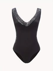 Lace V neck Bodysuit Sexy Sleeveless One Piece Bodysuit