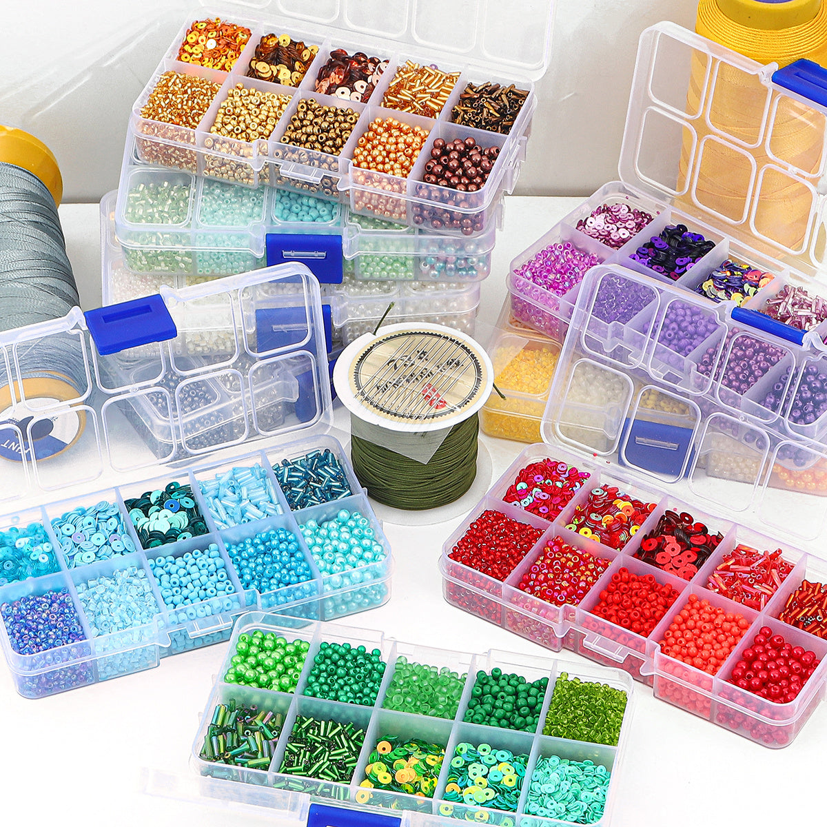 10 Grids Rice Bead Sequins Pearl Material Pack 1 Box