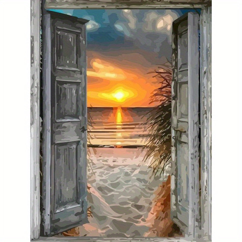 Acrylic Paint By Number Landscape On Canvas Art Kit