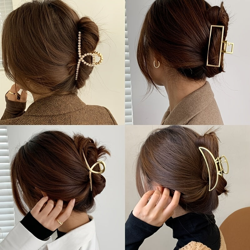 6pcs Gold Hair Claw Clip for Women Metallic Shark Claw Jaw Clip