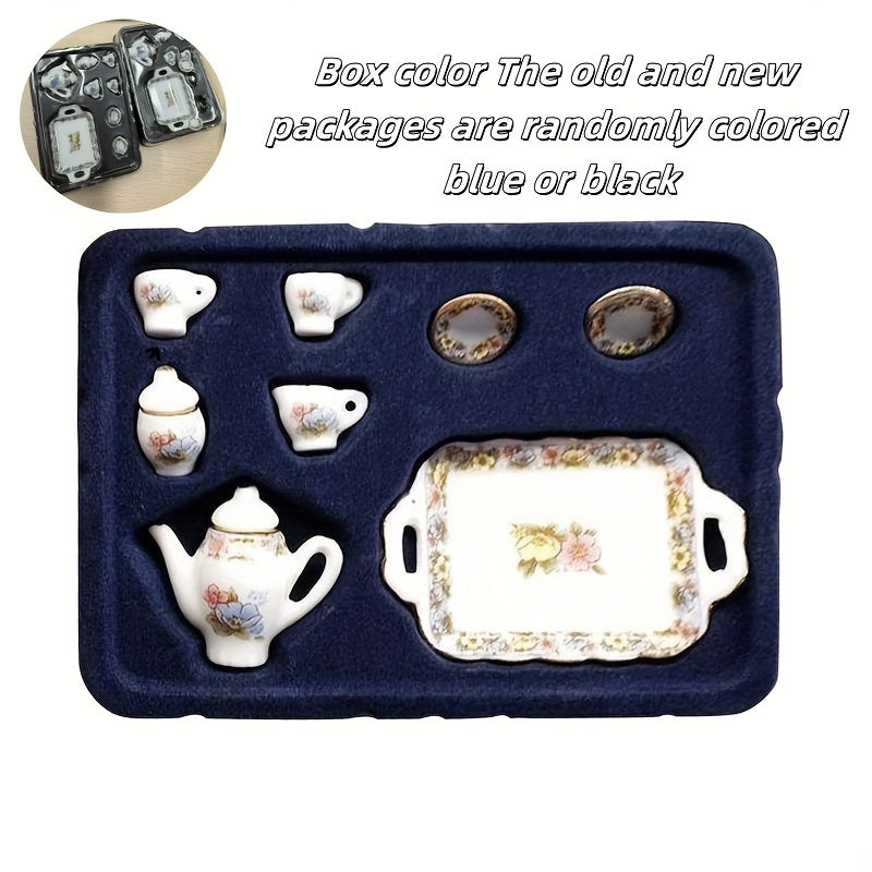 8pcs Pink Flower Porcelain Tea Cups Dollhouse Kitchen Accessories