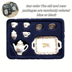 8pcs Pink Flower Porcelain Tea Cups Dollhouse Kitchen Accessories