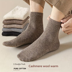 5 Pairs Wool Mid-Calf Socks - Winter Warm Deodorant