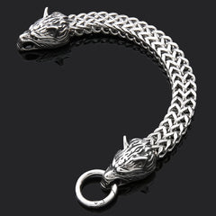 Men's Stainless Steel Wolf Head Bracelet Vintage Personality Viking