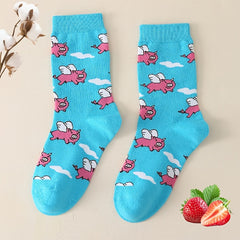 Flying Pigs Novelty Crew Socks Women's Stockings