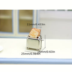 Metal Toast Maker Doll House Accessory Breakfast Scene Kitchen Food Play Doll