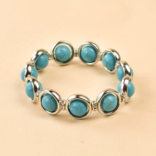 Turquoise Beads Bangle Bracelet Vintage Style Clothing Decor