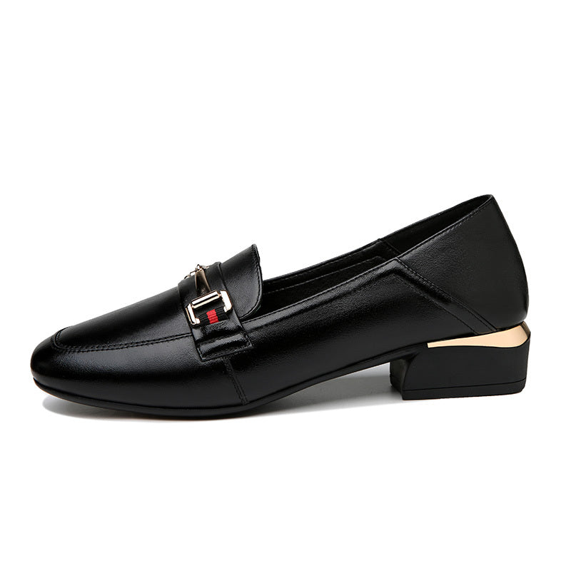 Women's Metal Decor Loafers Low Heeled Slip On Shoes