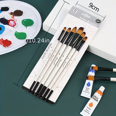 6-Piece Nylon Hair Brushes Set for Watercolor and Acrylic Painting