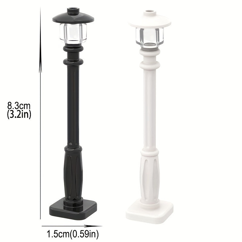 4pcs Streetlamp Brick Accessories ABS Road Light Blocks Set Halloween Decor Toy