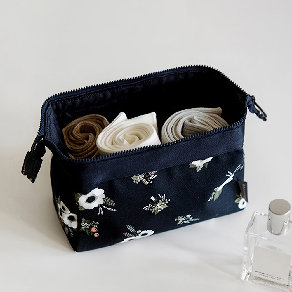 Floral Pattern Cosmetic Bag Portable Travel Storage Makeup Organizer