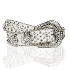 Women Punk Rhinestone Belt Studded Beaded Belt Hip Hop Wide Belt
