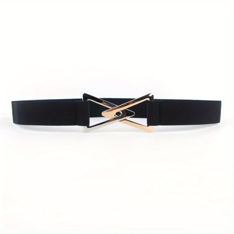 Double Triangle Metal Buckle Belt Women's Elastic Dress Belt